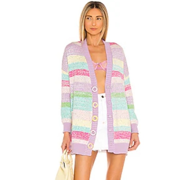 OLIVIA RUBIN Purple and Pink Cardigan Sweater - Picture 1 of 7